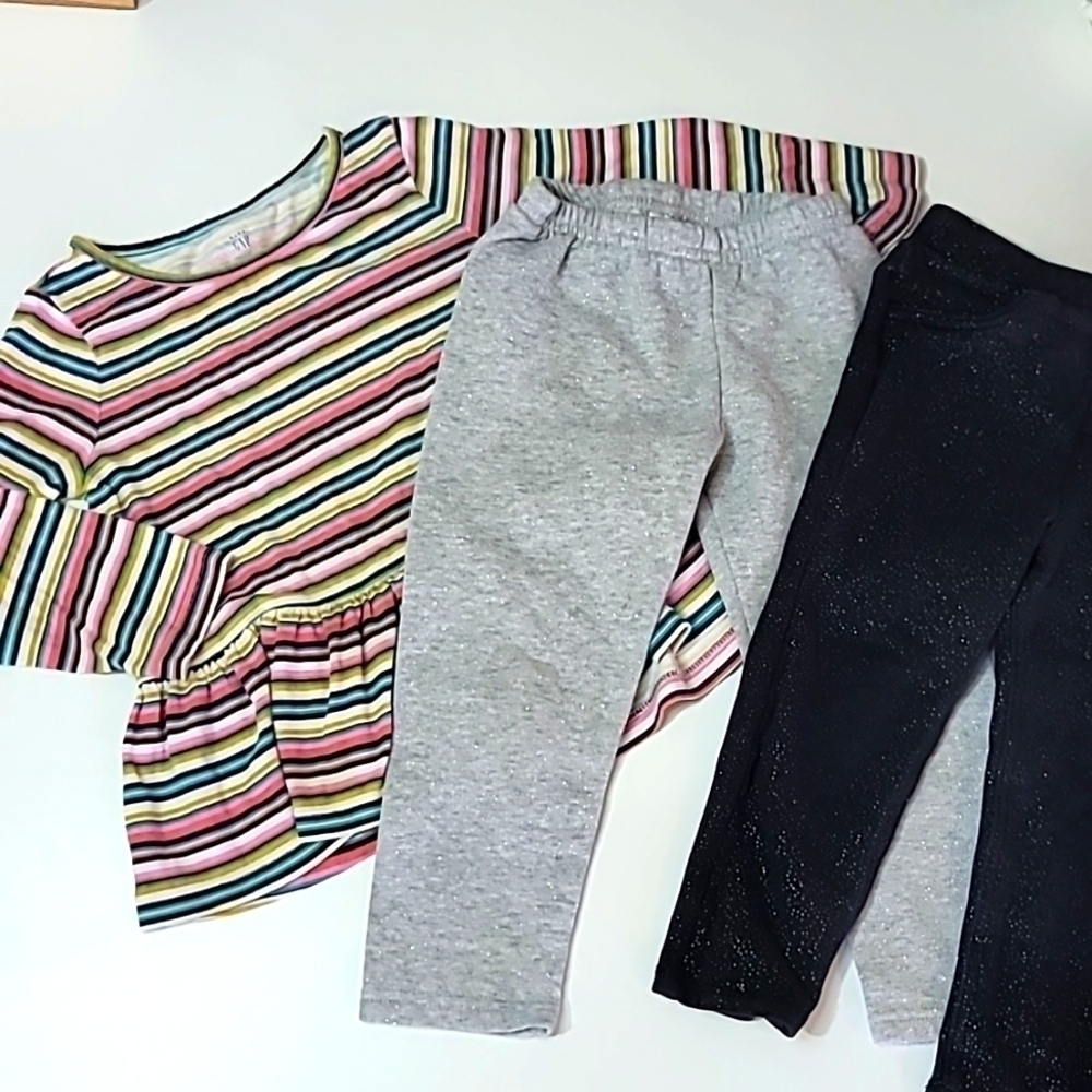 5/$30 GAP CARTER'S JUMPING BEANS Stripes Long Sleeve Glitter Sparkle Pan…